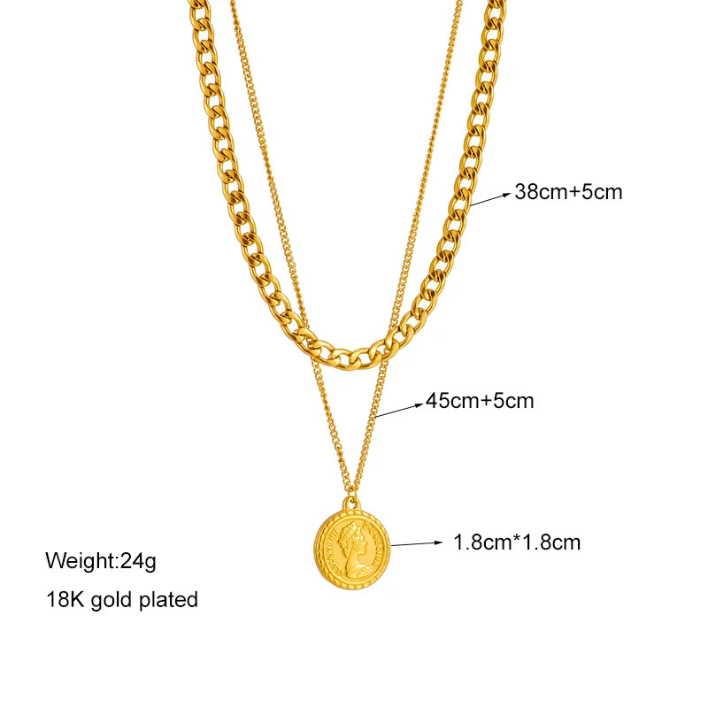 Multilayer Coin Pendant Necklace | Layered Chain for Women | Afrocentric