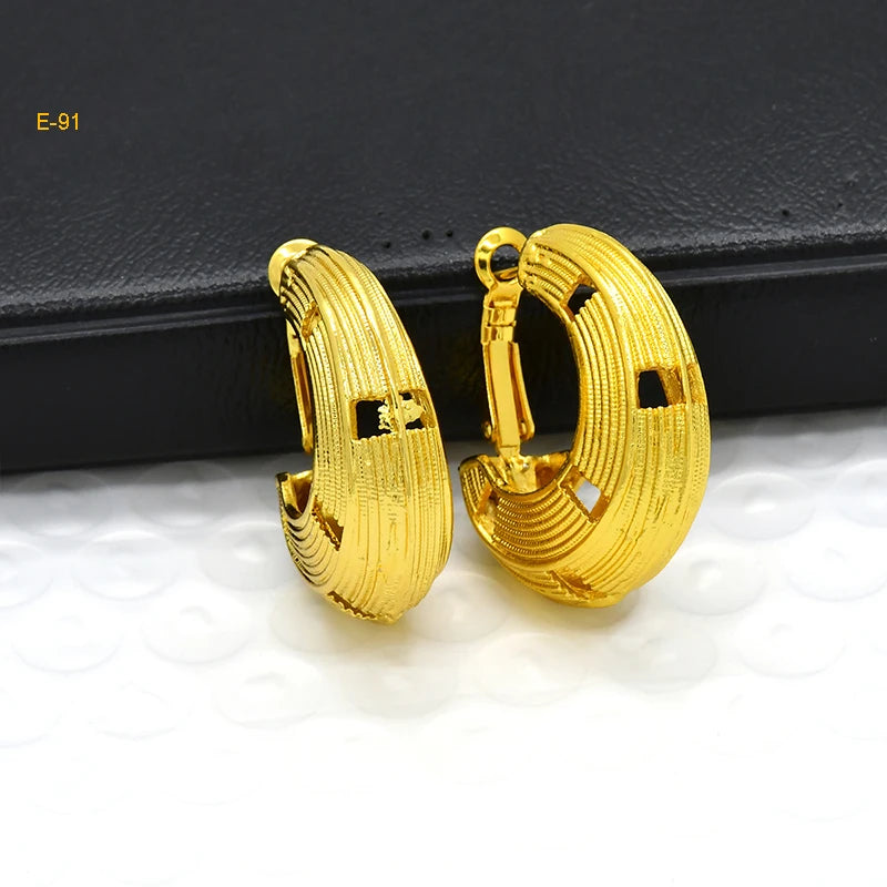 African Gold Round Statement Earrings E-91 | Afrocentric