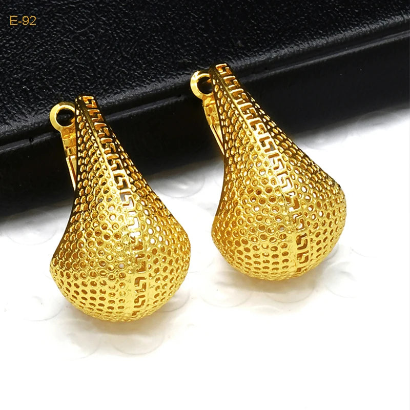 African Gold Round Statement Earrings E-92 | Afrocentric