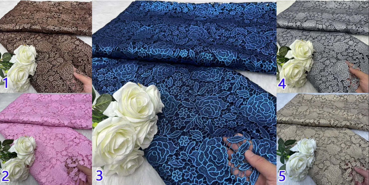 Hot Selling African Guipure Cord Lace High Density Printing Fabric 5Yard Classic Nigerian Style For Wedding Party Garment Making | Afrocentric