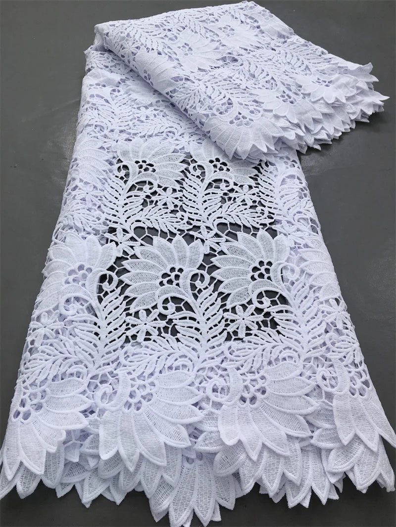 Kalume African Guipure Cord Lace Fabric with Sequins 2025 High Quality Nigerian Lace Fabrics 5 Yards for Wedding Dresses F3610 | Afrocentric