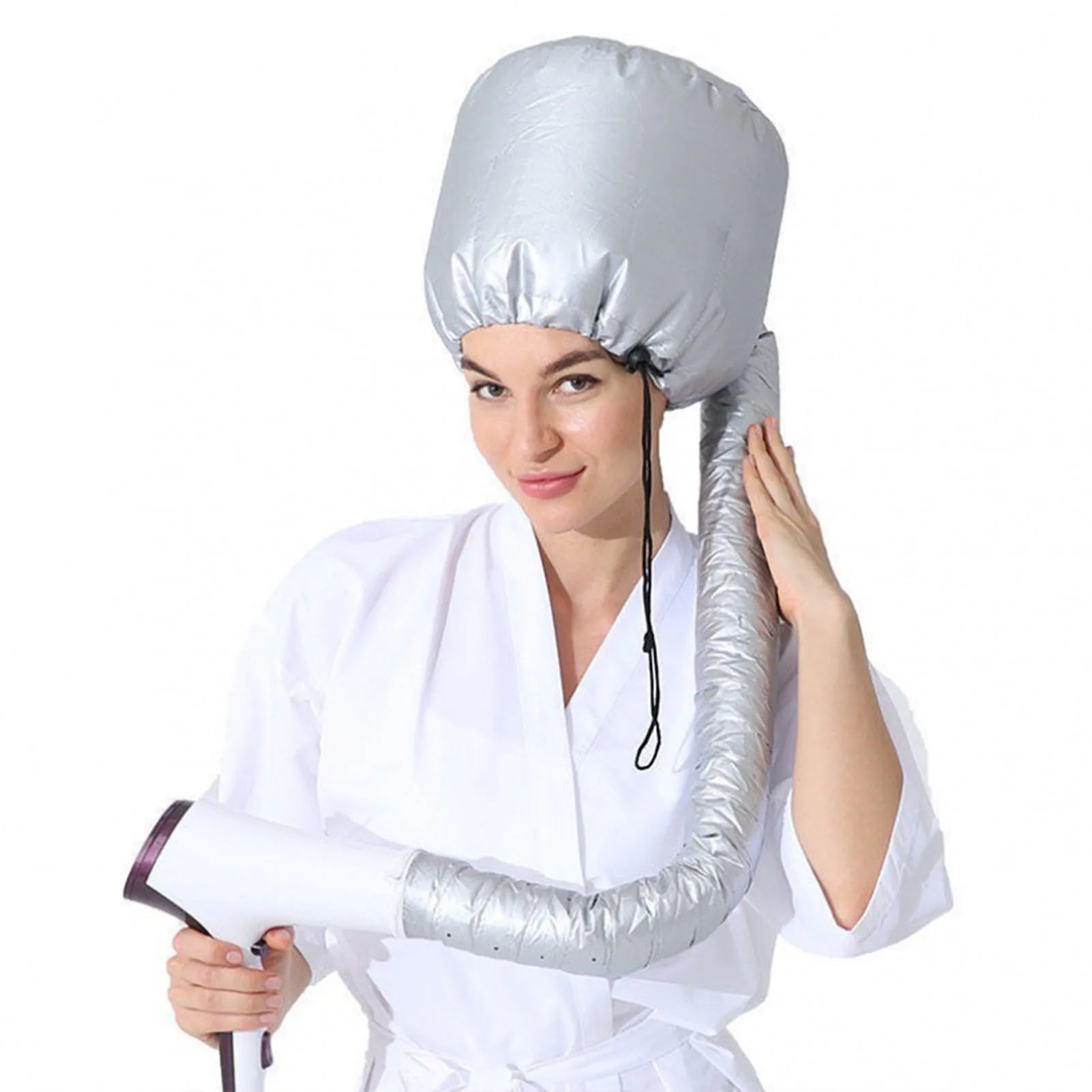 Hair Dryer Steamer Cap | Reusable Deep Conditioning Heat Cap Silver gray | Afrocentric