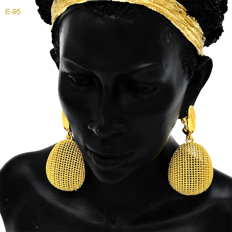 African Gold Round Statement Earrings | Afrocentric