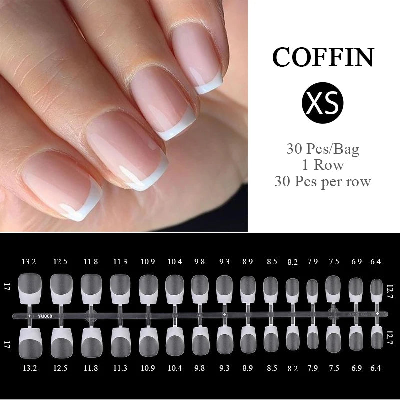 Matte Nude Press-On Nail Set | 30pcs Full Cover False Nails | French & Nude Styles French 08 | Afrocentric