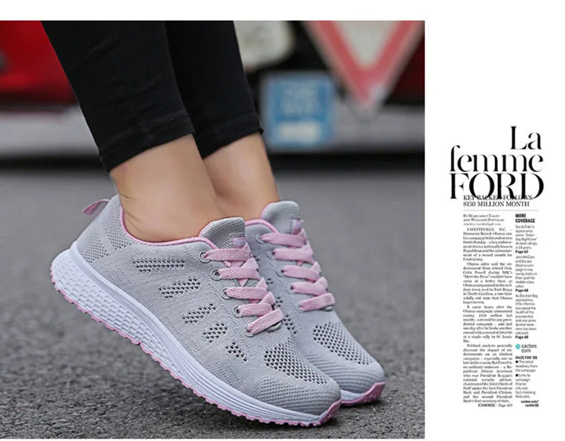 Women Casual Breathable Mesh Flat Sneakers - Lightweight Walking Gym Shoes | Afrocentric