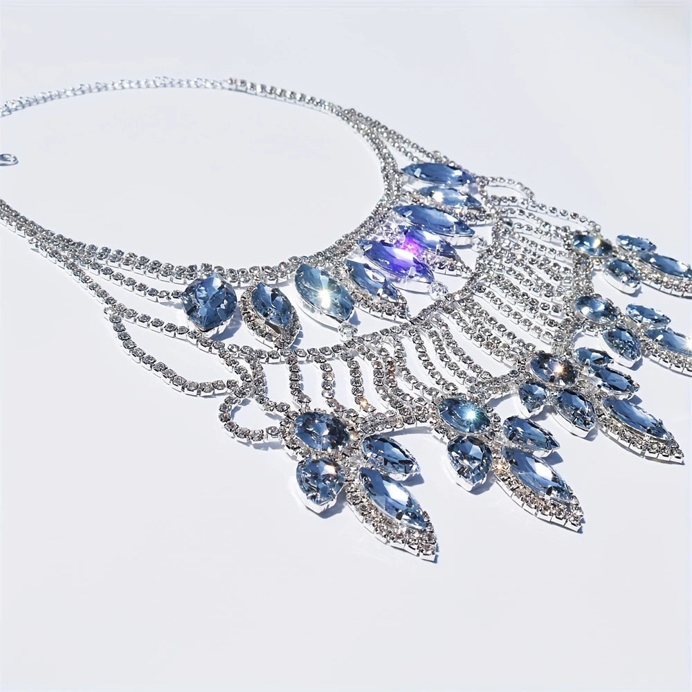 Crystal Rhinestone Choker Necklace | Luxury Geometric Water Drop Chain Collar | Afrocentric
