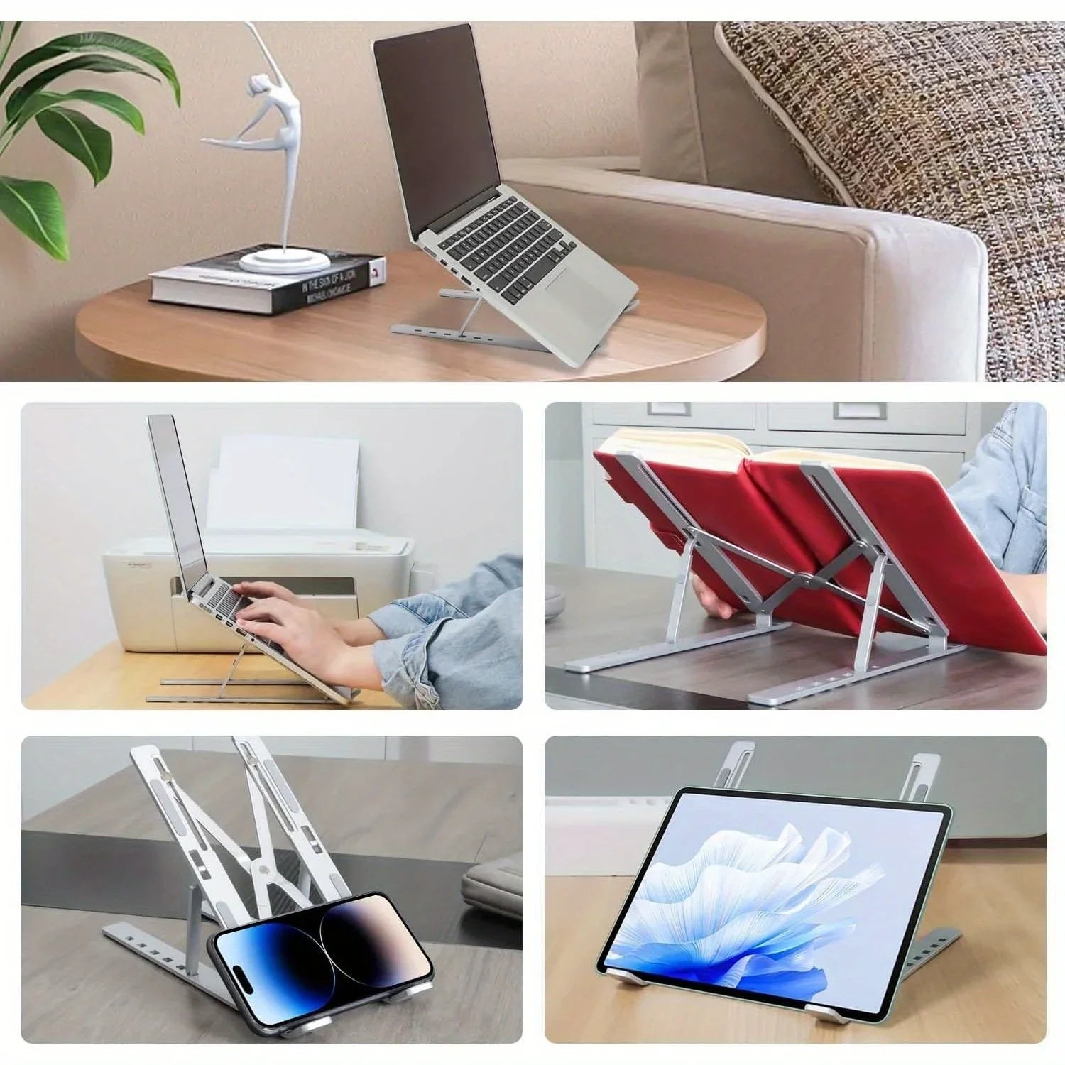 Adjustable Aluminum Laptop Stand | 6-Level Height Foldable 8-16" Laptops | Afrocentric