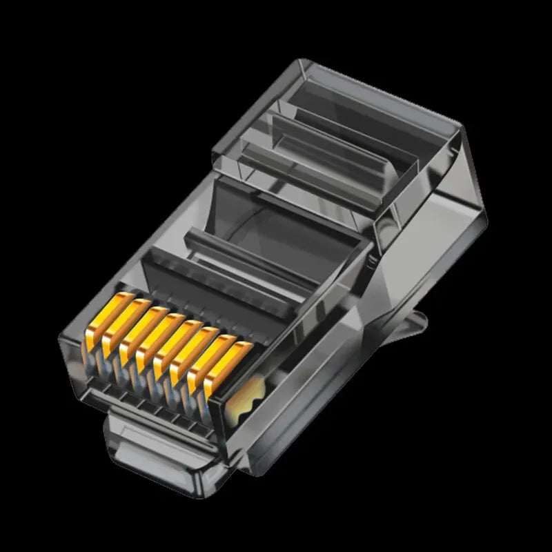 RJ45 Cat6 Pass Through Connectors | 50-Pack EZ Crimp Modular Plugs for UTP Network Cable black | Afrocentric