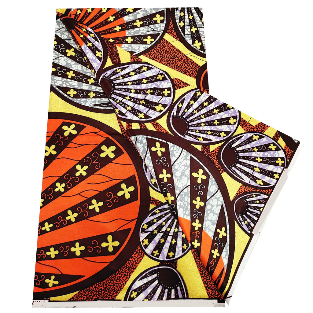 Newest African Grand Golden Wax Print Fabric 100% Cotton Good Quality Ankara Tissu Pagne Flash Gold Print Batik Wax H6-528-2 | Afrocentric