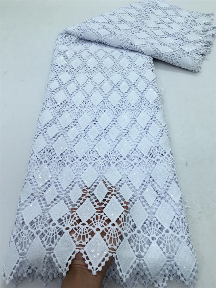 Kalume African Guipure Cord Lace Fabric with Sequins 2025 High Quality Nigerian Lace Fabrics 5 Yards for Wedding Dresses F3610 5african lace fabric 5yard | Afrocentric