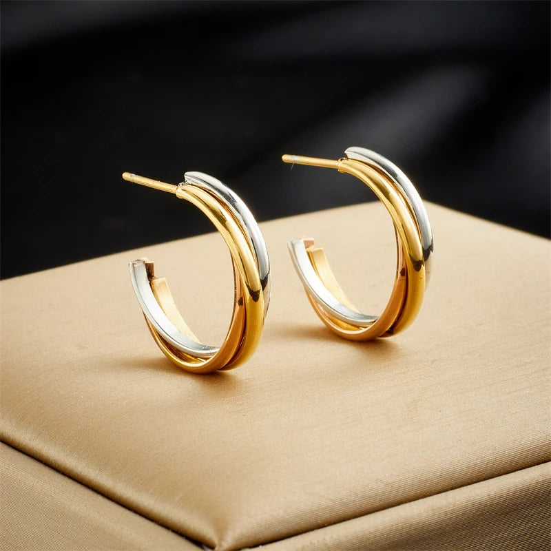 Geometric Crystal Stud Earrings | Stainless Steel Boho Fashion Jewellery E4962 | Afrocentric