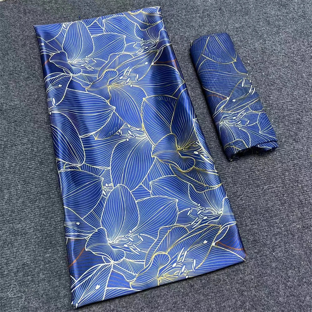 African Satin Silk Fabric High Quality Silk Fabric And Chiffon Tulle Blouse 4+2 Yards Nigerian Women Clothes Garment Cloth 42 6 yards | Afrocentric