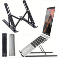 Adjustable Aluminum Laptop Stand | 6-Level Height Foldable 8-16" Laptops Black | Afrocentric