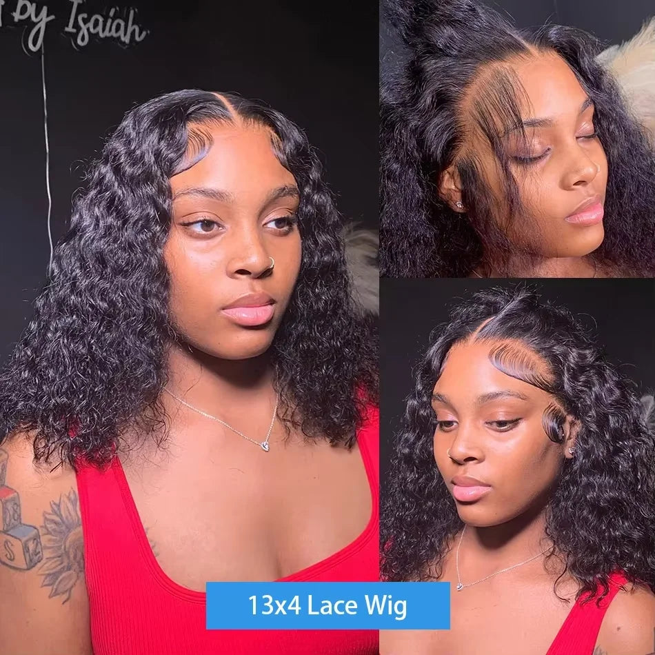Brazilian Curly Bob Lace Front Wig | 13x4 HD Deep Wave Human Hair 8-16 Inch | Afrocentric