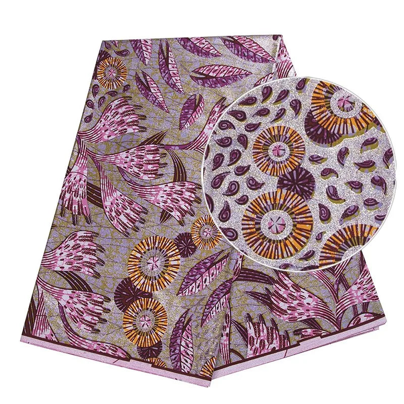 90x110cm African Ankara Cloth Women Glitter Glam Wax Fabric Cotton Soft Batik Golden Pagne Diy Craft Sewing Clothing Supplies 6 90X110CM | Afrocentric