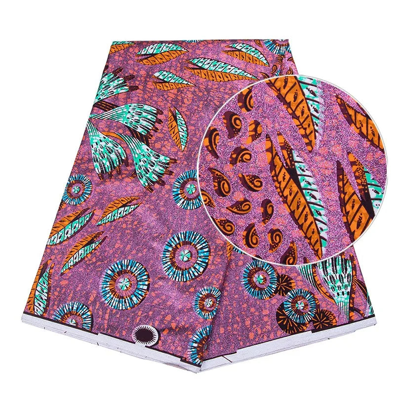 90x110cm African Ankara Cloth Women Glitter Glam Wax Fabric Cotton Soft Batik Golden Pagne Diy Craft Sewing Clothing Supplies 4 90X110CM | Afrocentric