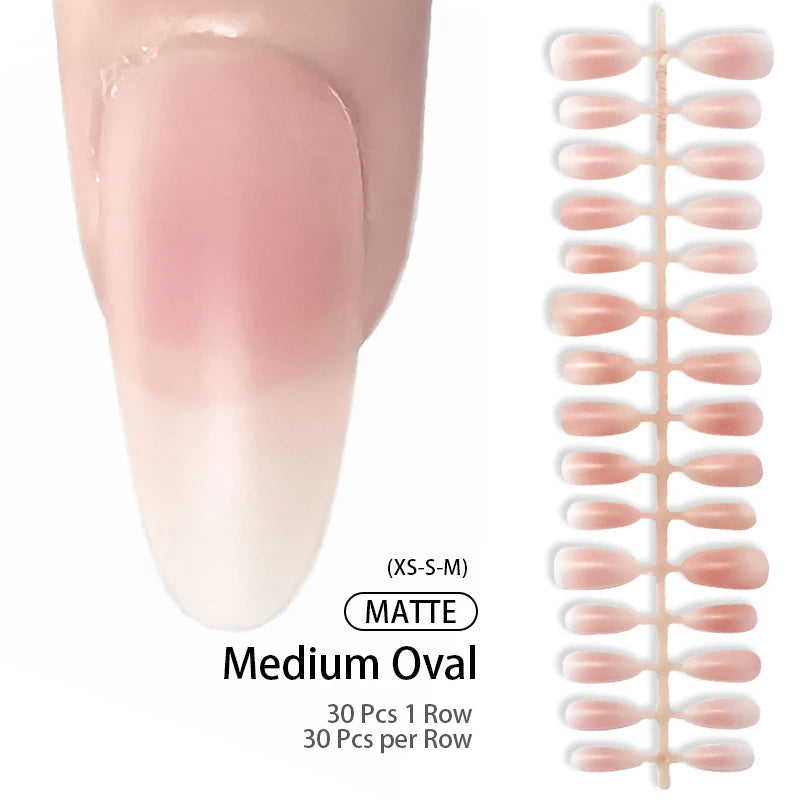 Matte Nude Press-On Nail Set | 30pcs Full Cover False Nails | French & Nude Styles 5 | Afrocentric