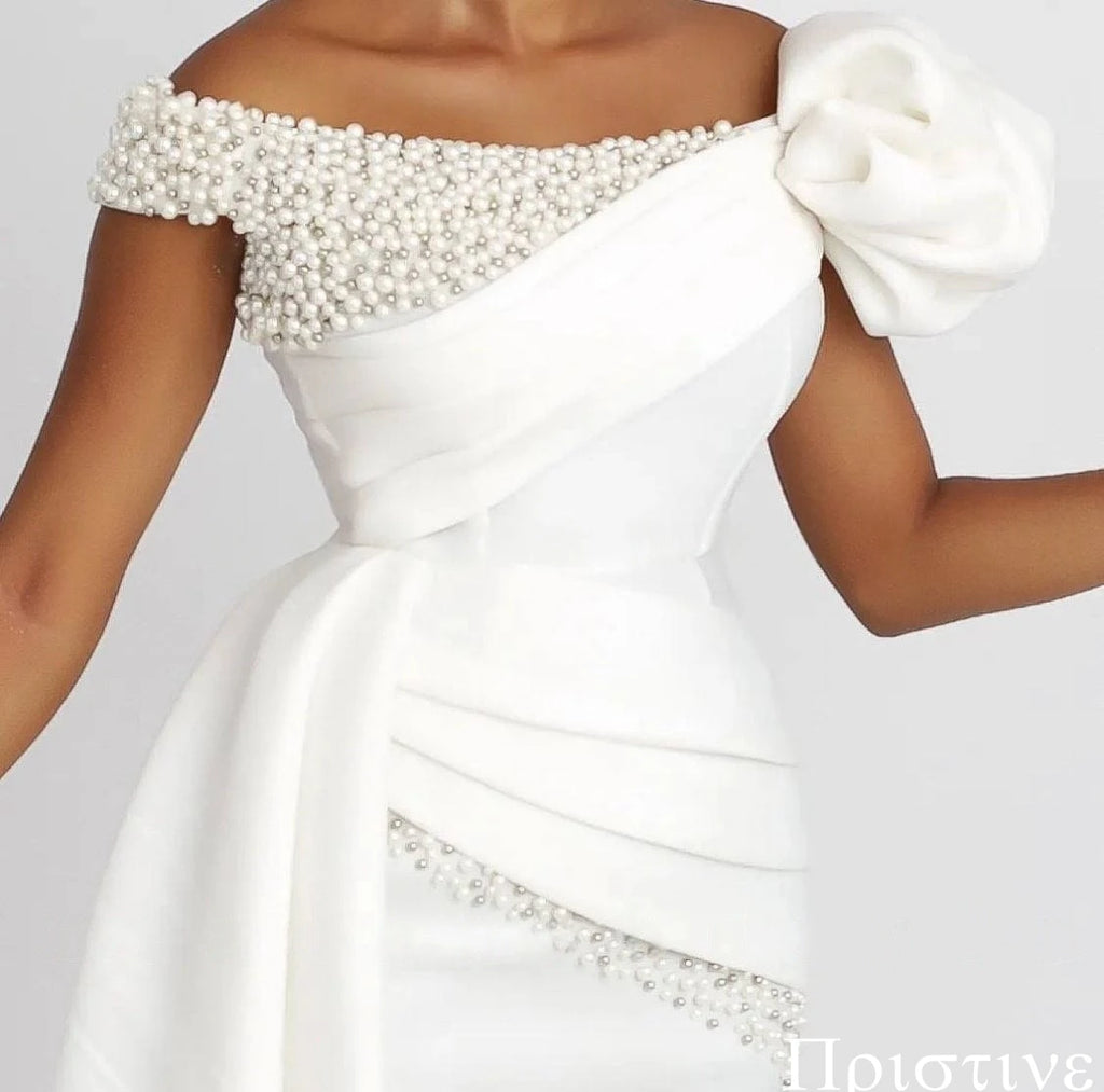 Customized Exquisite Satin Sparkly Pearls Luxury Wedding Dress Simple Sleeveless High Quality Bridal Party Fashion Bridal Gowns | Afrocentric