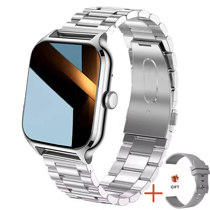 Smart Fitness Watch | Bluetooth Call, Heart Rate, Sleep Tracker & 2.01" Display add silver steel | Afrocentric