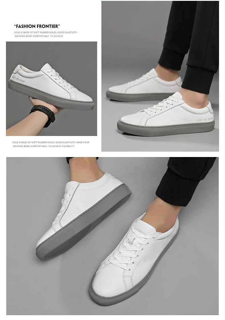 Italian Genuine Leather Men's Shoes 2025 - Designer White Comfortable Walking Shoes | Afrocentric