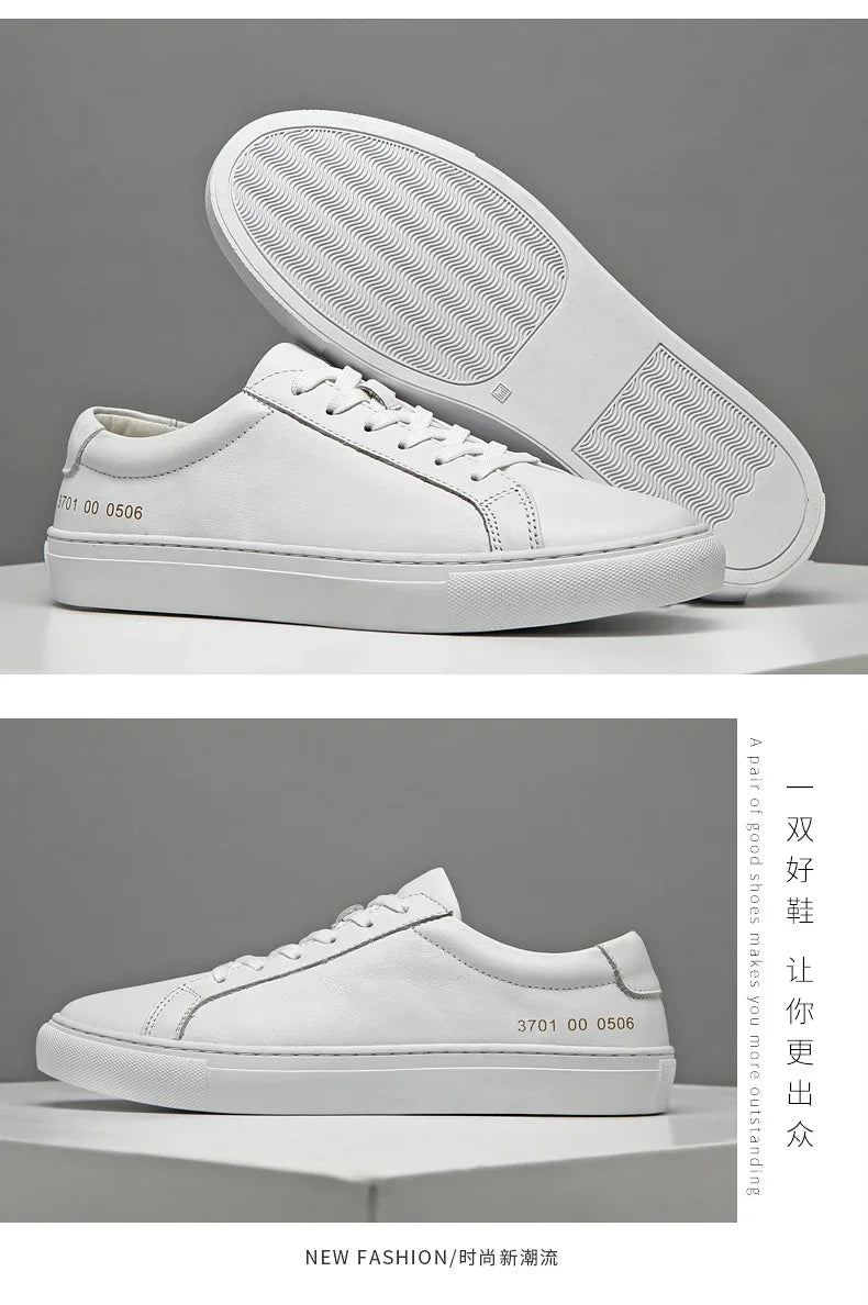 Italian Genuine Leather Men's Shoes 2025 - Designer White Comfortable Walking Shoes | Afrocentric