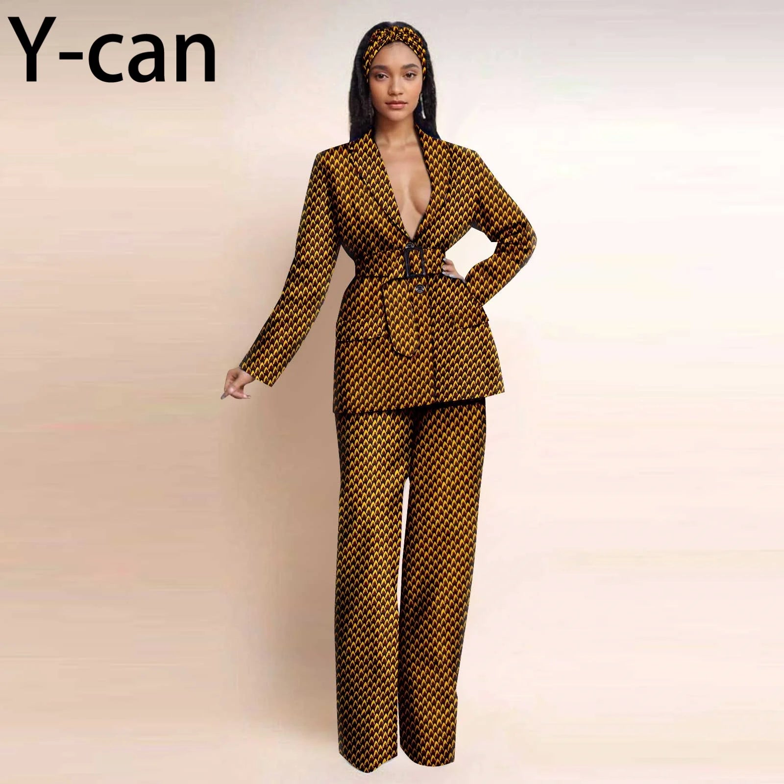 Dashiki Ankara Print African Women Set Traditional Long Sleeve Jacket Coat and Pants 2 Piece Suit Set Office Clothes 2426028 747 | Afrocentric