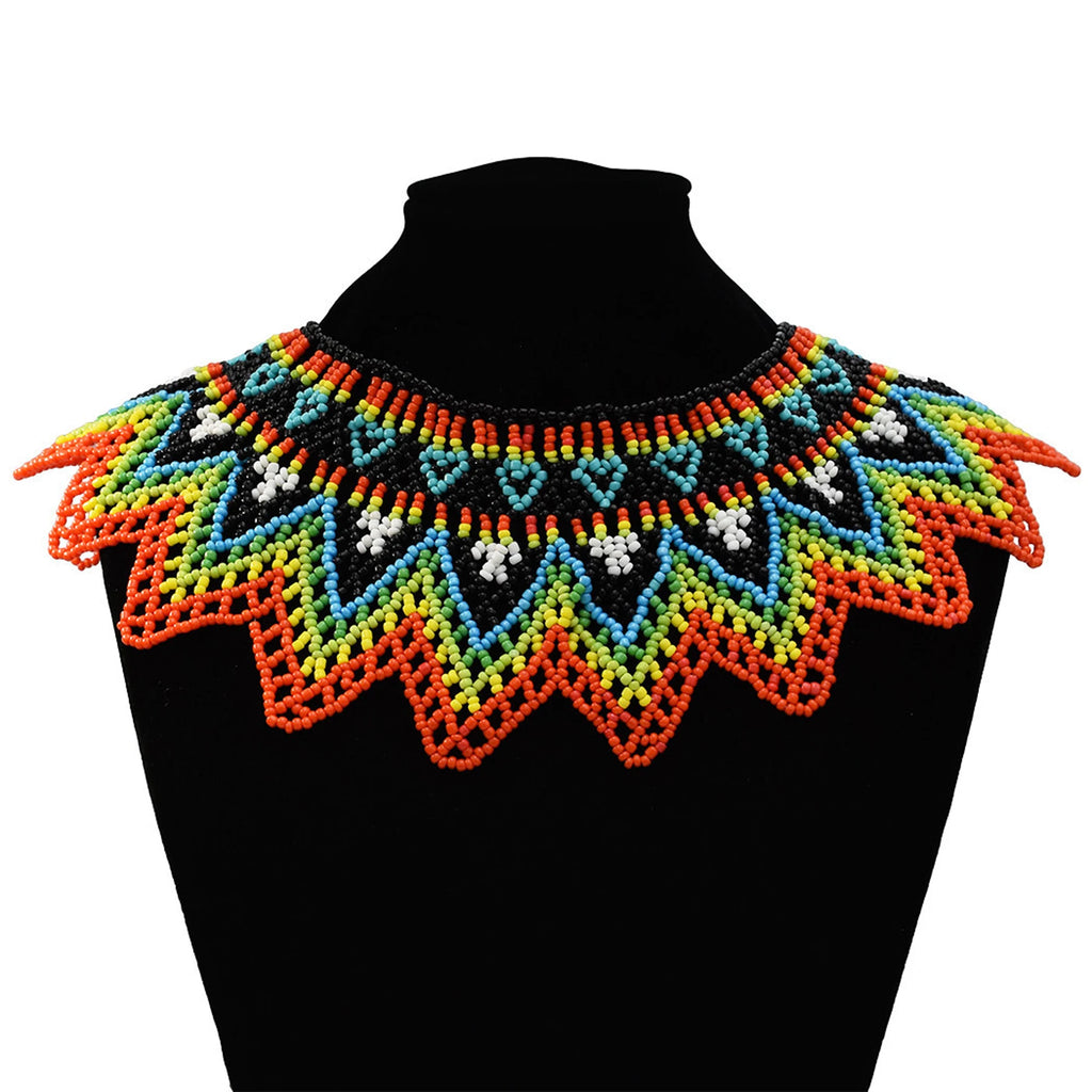 African Tribal Beaded Choker Necklace | Handmade Resin Bib | Afrocentric