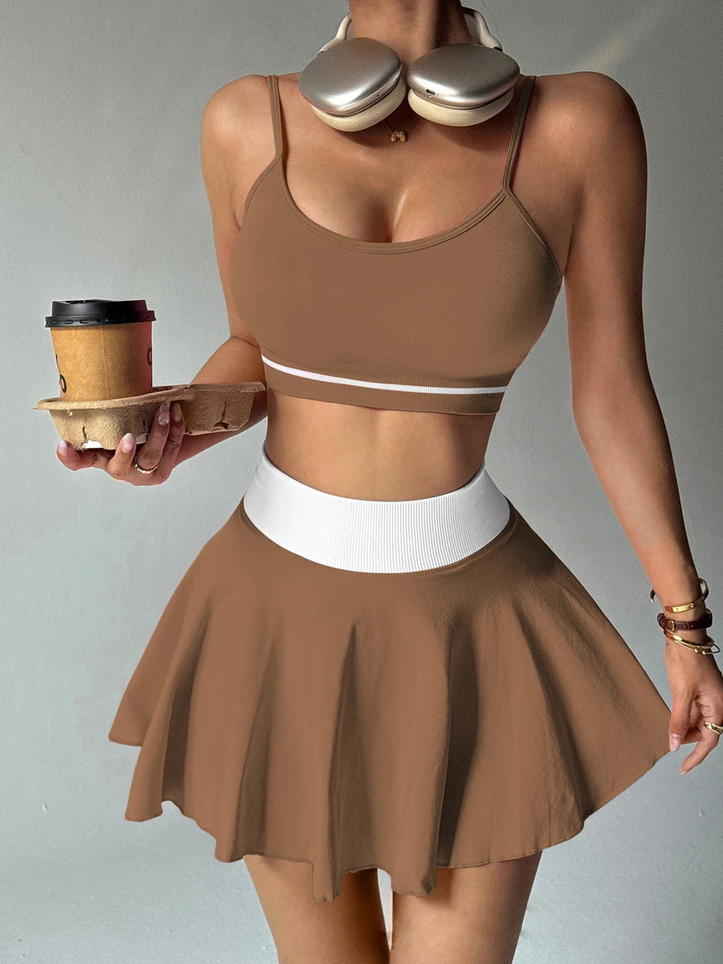 Women's 2-Piece Yoga & Fitness Set | Sports Bra + Skirt | Quick-Dry Sportswear | Afrocentric