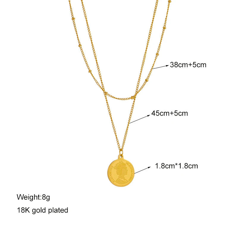 Multilayer Coin Pendant Necklace | Layered Chain for Women | Afrocentric