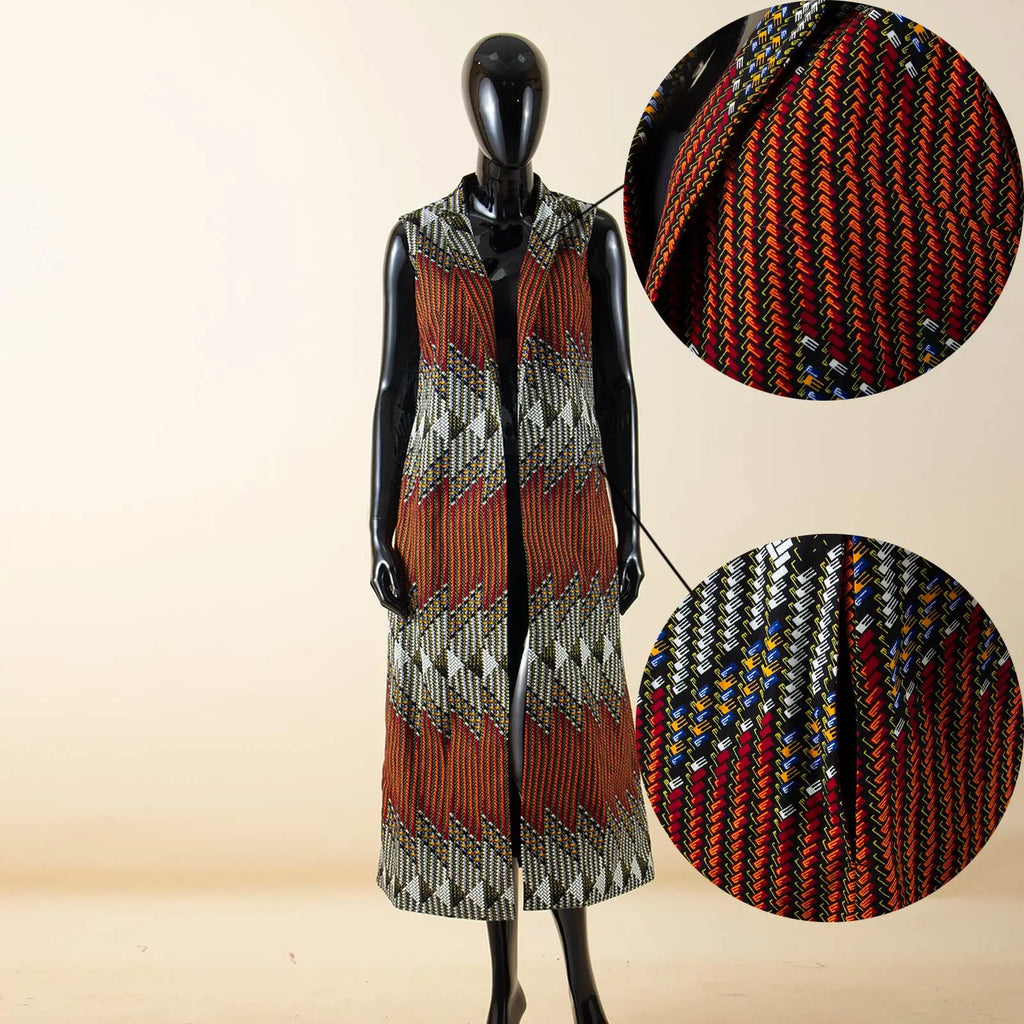 African Print Long Vest for Women and Girls Dashiki Summer Cotton Ankara Mother Jacket Outfits Matching Daughter Clothes 24F041 | Afrocentric