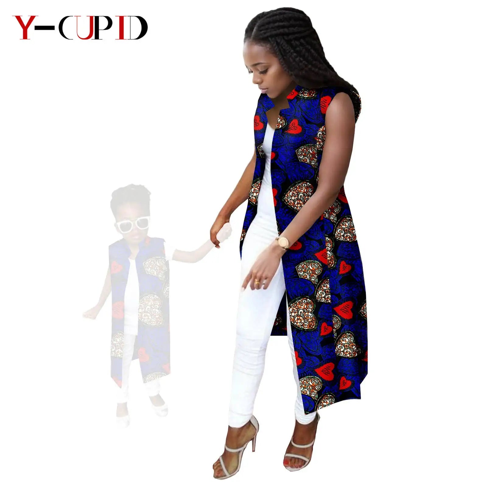African Print Long Vest for Women and Girls Dashiki Summer Cotton Ankara Mother Jacket Outfits Matching Daughter Clothes 24F041 647 Mother | Afrocentric