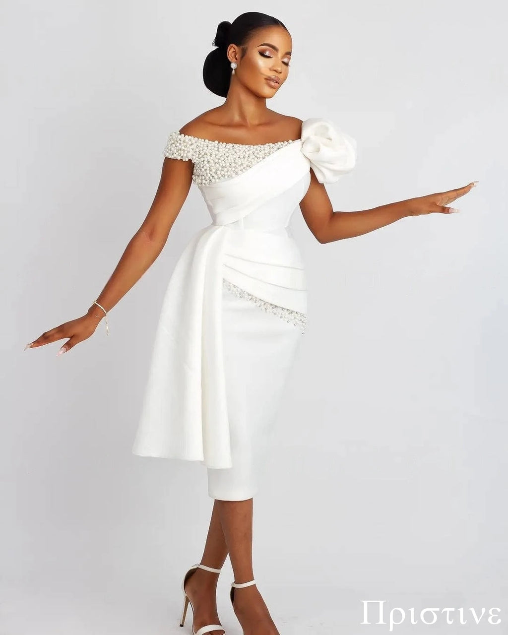Customized Exquisite Satin Sparkly Pearls Luxury Wedding Dress Simple Sleeveless High Quality Bridal Party Fashion Bridal Gowns | Afrocentric