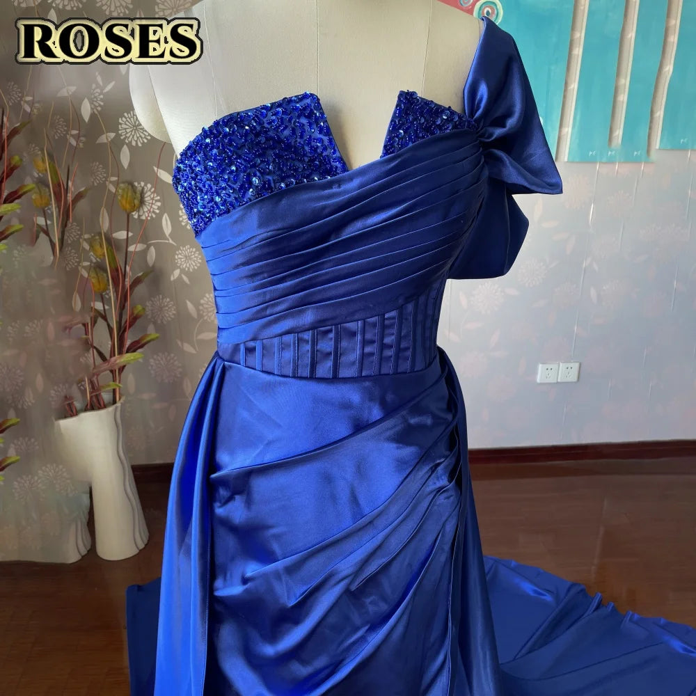 Mermaid Evening Dress | One Shoulder High Split Satin Prom Gown | Afrocentric