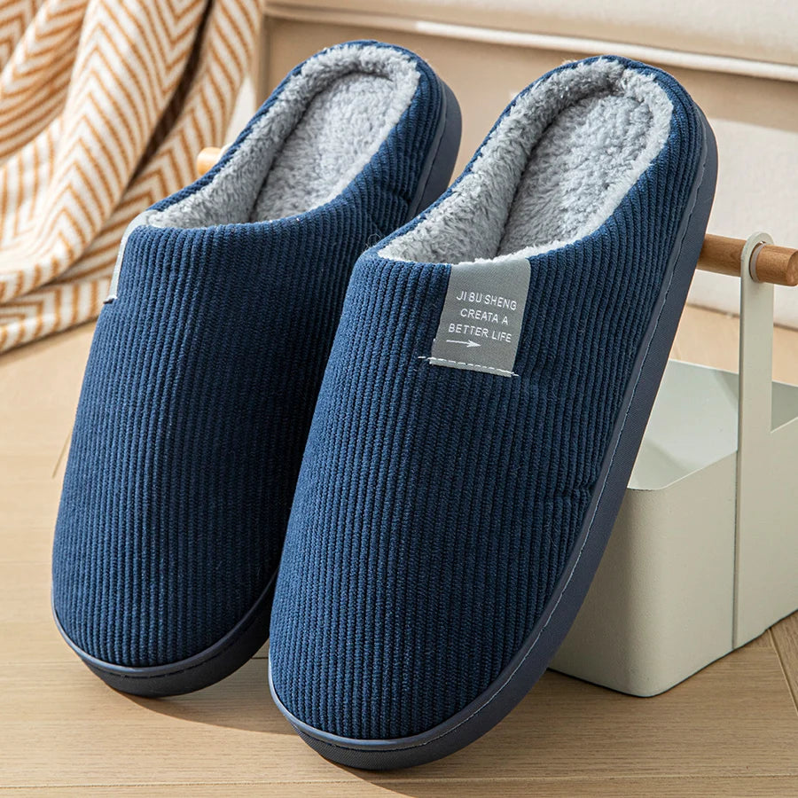 Women's Thick-Soled Plush Household Slippers - Non-Slip Warm Indoor Winter Slippers DEEP BLUE | Afrocentric