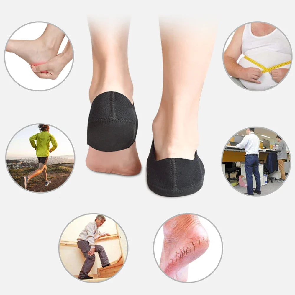 Plantar Fasciitis Heel Spur Support Insoles - U-Shaped Silicone Gel Heel Cups for Pain Relief | Afrocentric