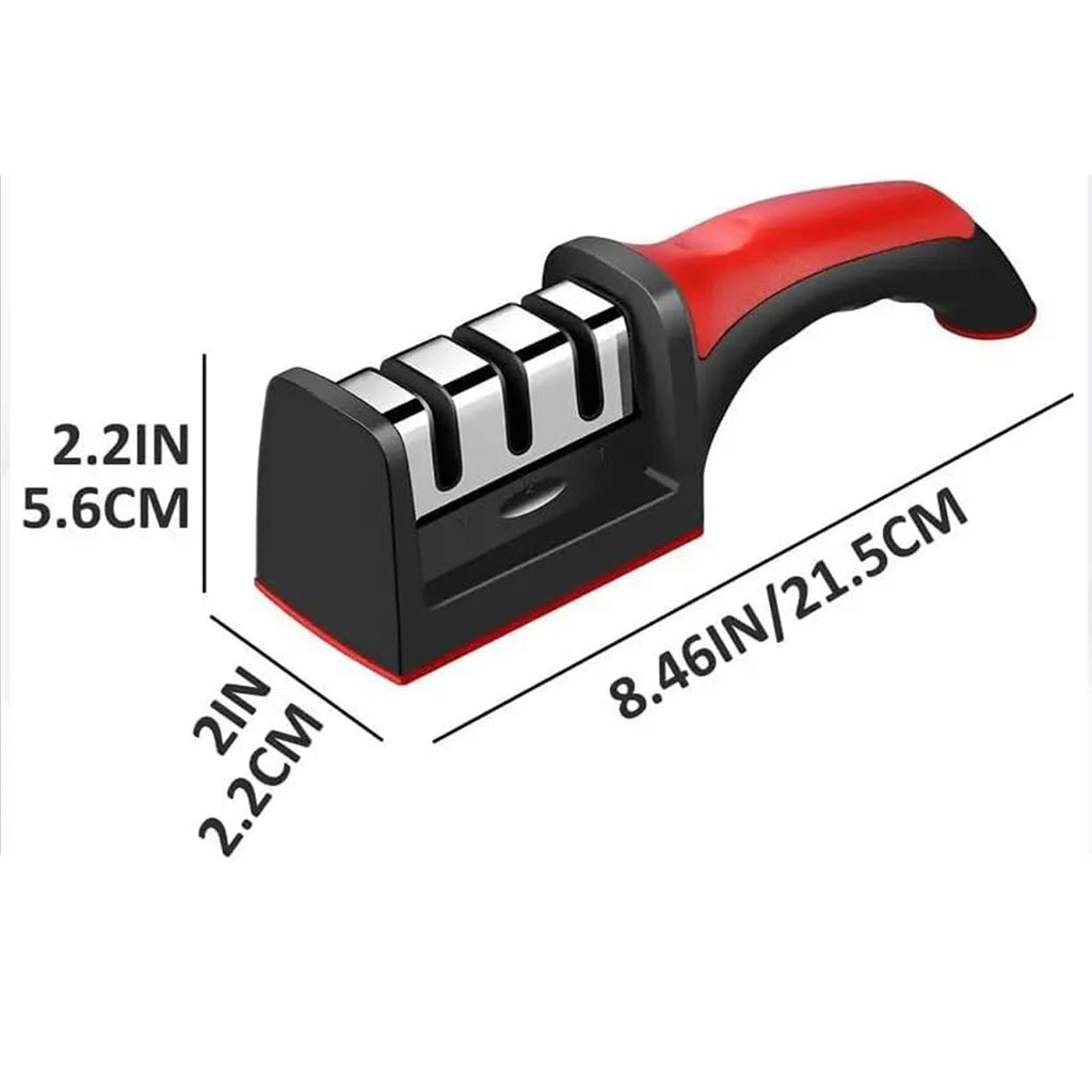 3-Stage Kitchen Knife Sharpener | Ceramic & Stainless Steel Handheld Sharpener | Afrocentric