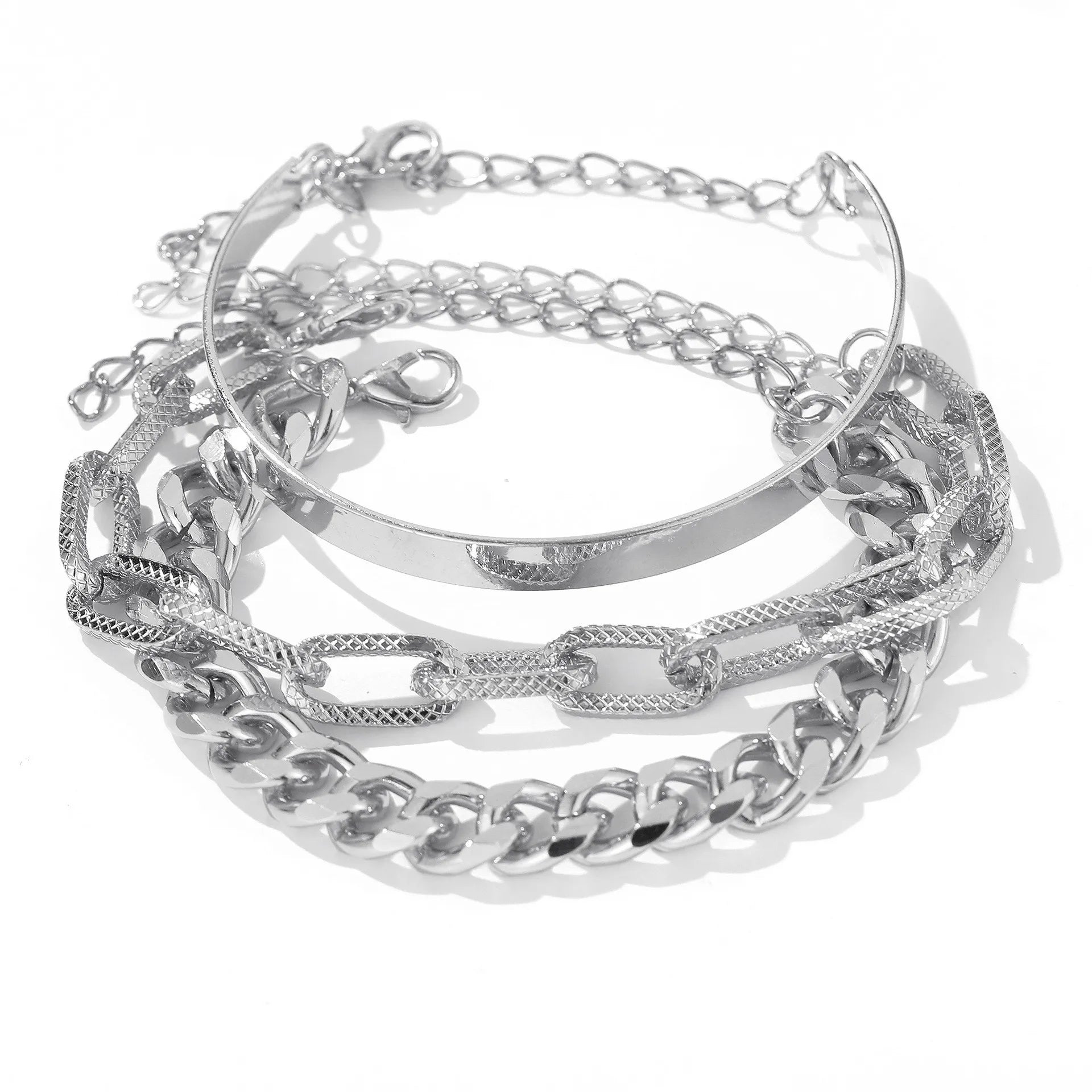 Boho Gold Chain Bracelet Set | Geometric Link Chain Open Bangle for Women 125 | Afrocentric