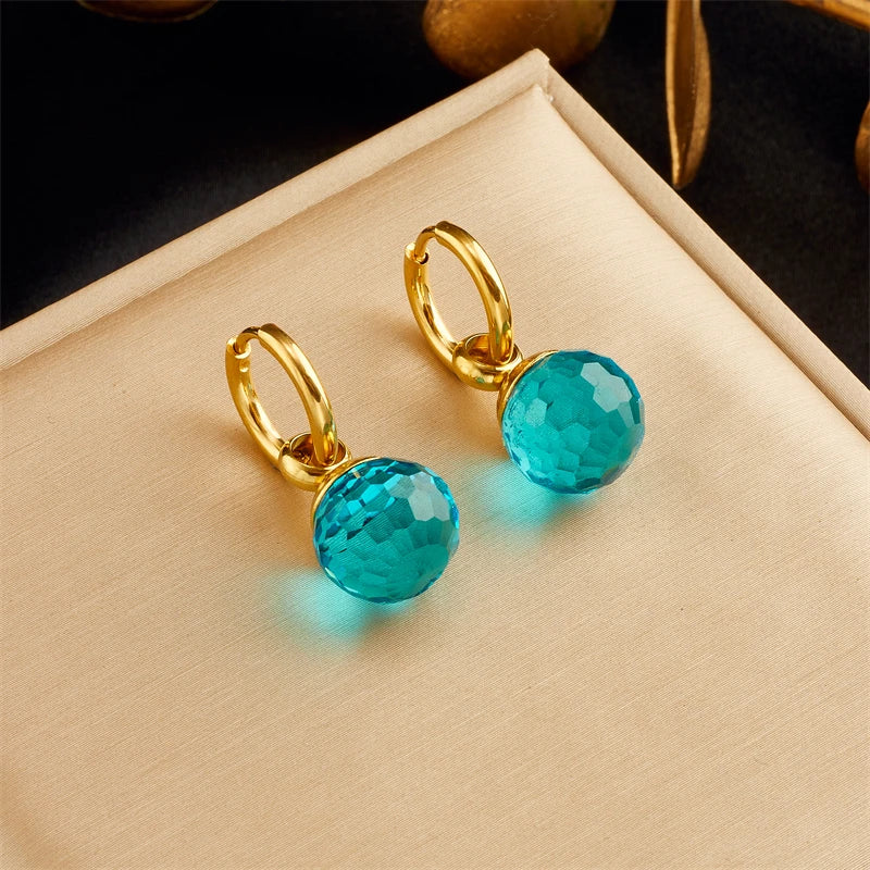 Geometric Crystal Stud Earrings | Stainless Steel Boho Fashion Jewellery E4948 | Afrocentric