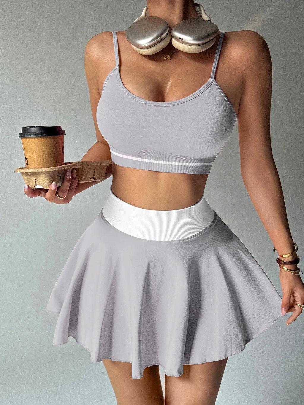 Women's 2-Piece Yoga & Fitness Set | Sports Bra + Skirt | Quick-Dry Sportswear | Afrocentric
