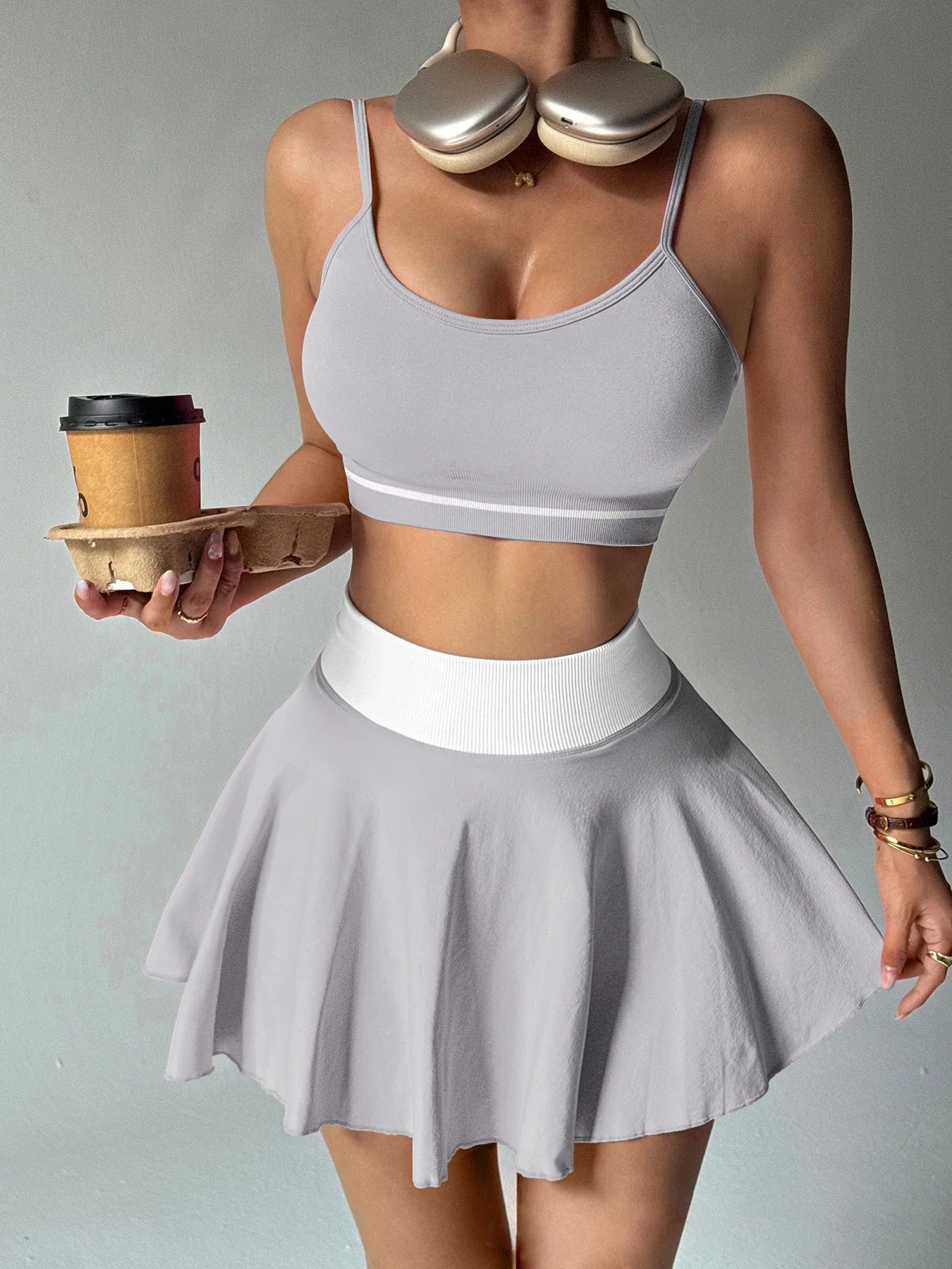 Women's 2-Piece Yoga & Fitness Set | Sports Bra + Skirt | Quick-Dry Sportswear | Afrocentric