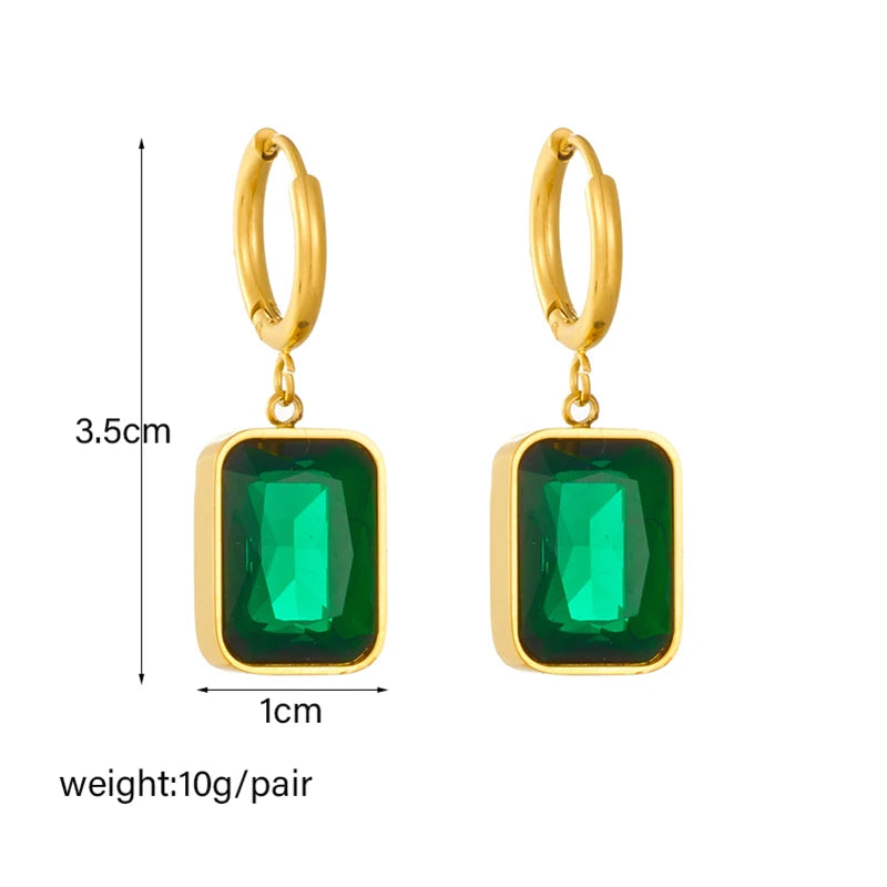 Geometric Crystal Stud Earrings | Stainless Steel Boho Fashion Jewellery | Afrocentric