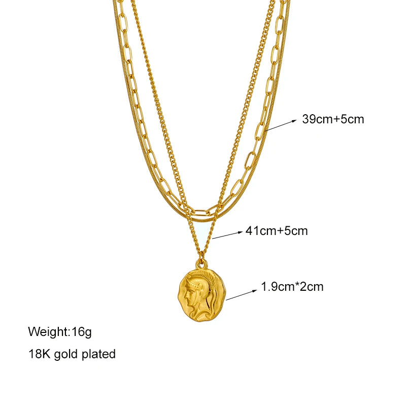 Multilayer Coin Pendant Necklace | Layered Chain for Women | Afrocentric