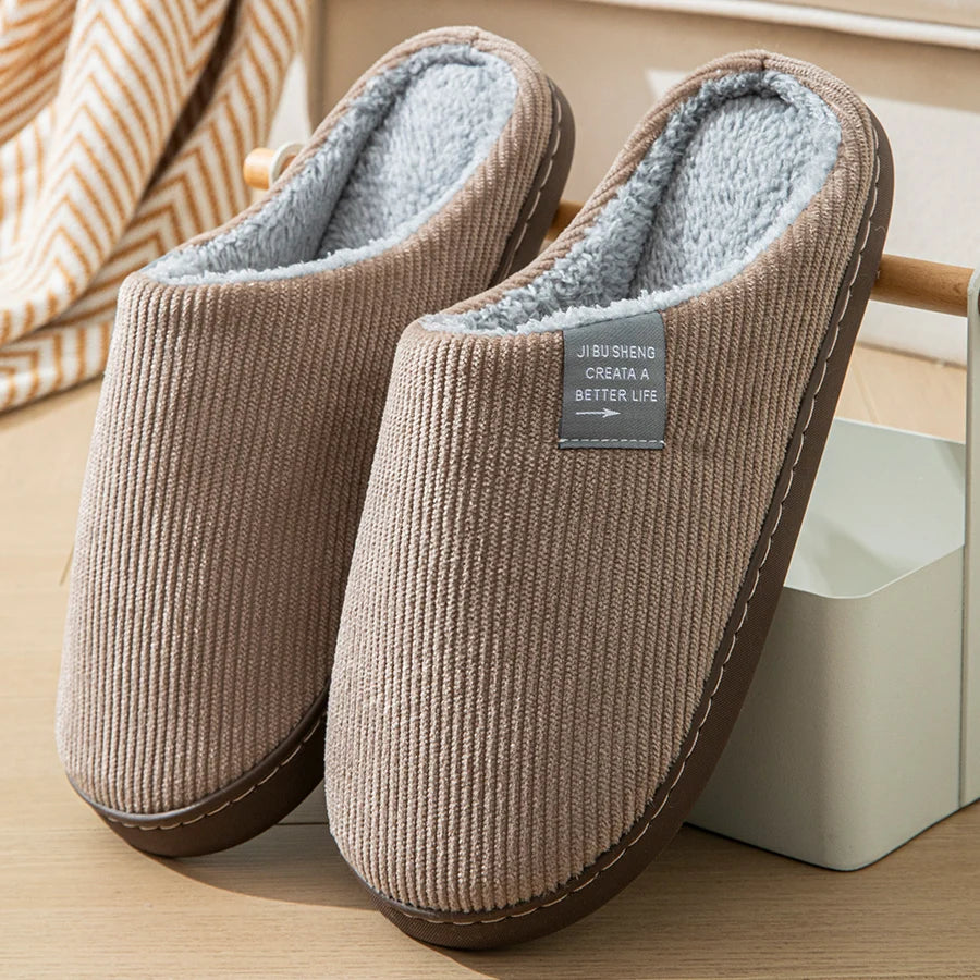Women's Thick-Soled Plush Household Slippers - Non-Slip Warm Indoor Winter Slippers Brown | Afrocentric