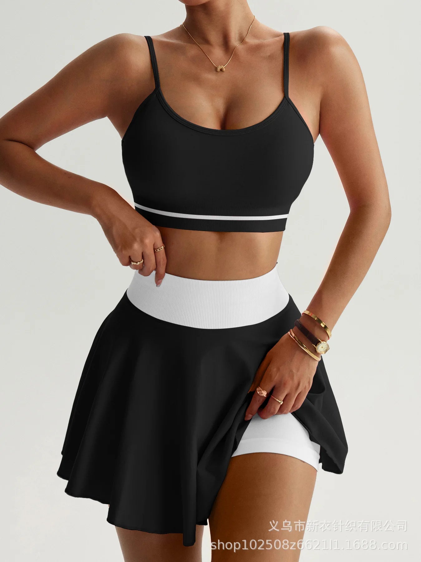 Women's 2-Piece Yoga & Fitness Set | Sports Bra + Skirt | Quick-Dry Sportswear Black China Mainland | Afrocentric