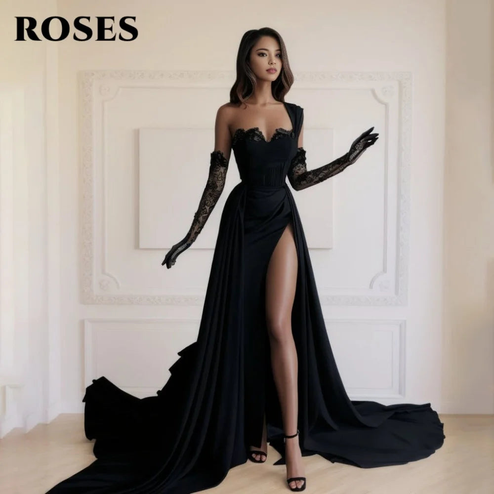Mermaid Evening Dress | One Shoulder High Split Satin Prom Gown | Afrocentric