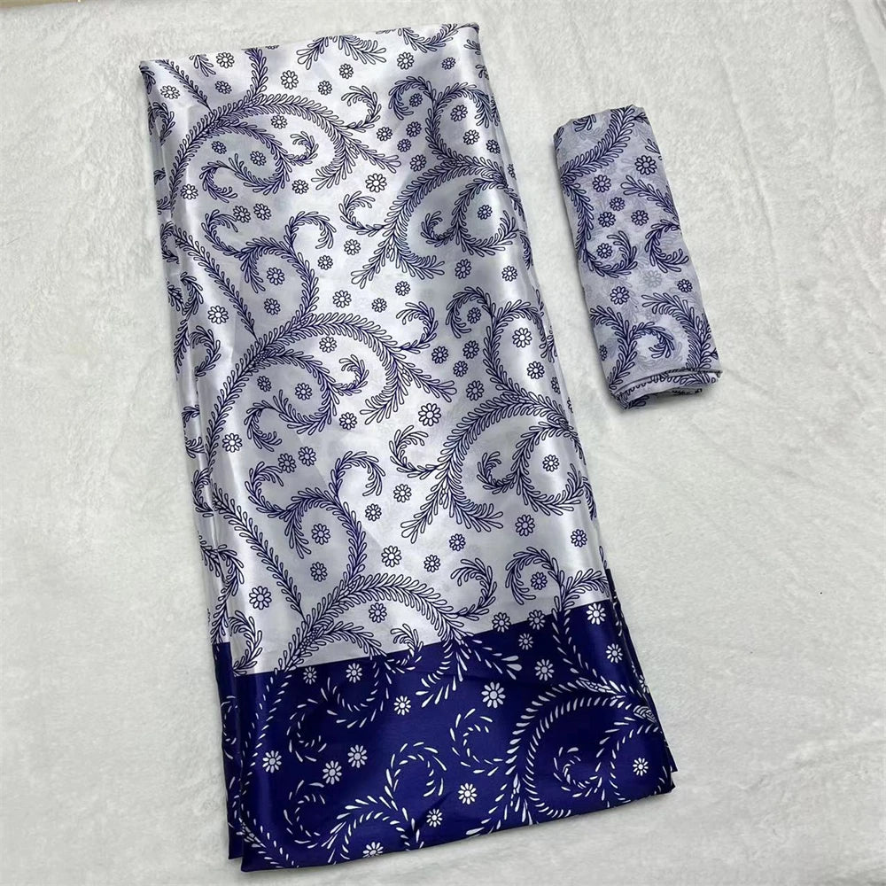 African Satin Silk Fabric High Quality Silk Fabric And Chiffon Tulle Blouse 4+2 Yards Nigerian Women Clothes Garment Cloth 2 6 yards | Afrocentric