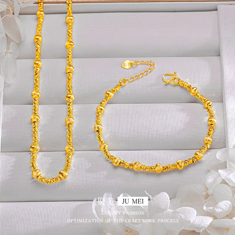 Luxury 24K Gold Cat's Eye Galaxy Bead Necklace & Bracelet Set | Afrocentric