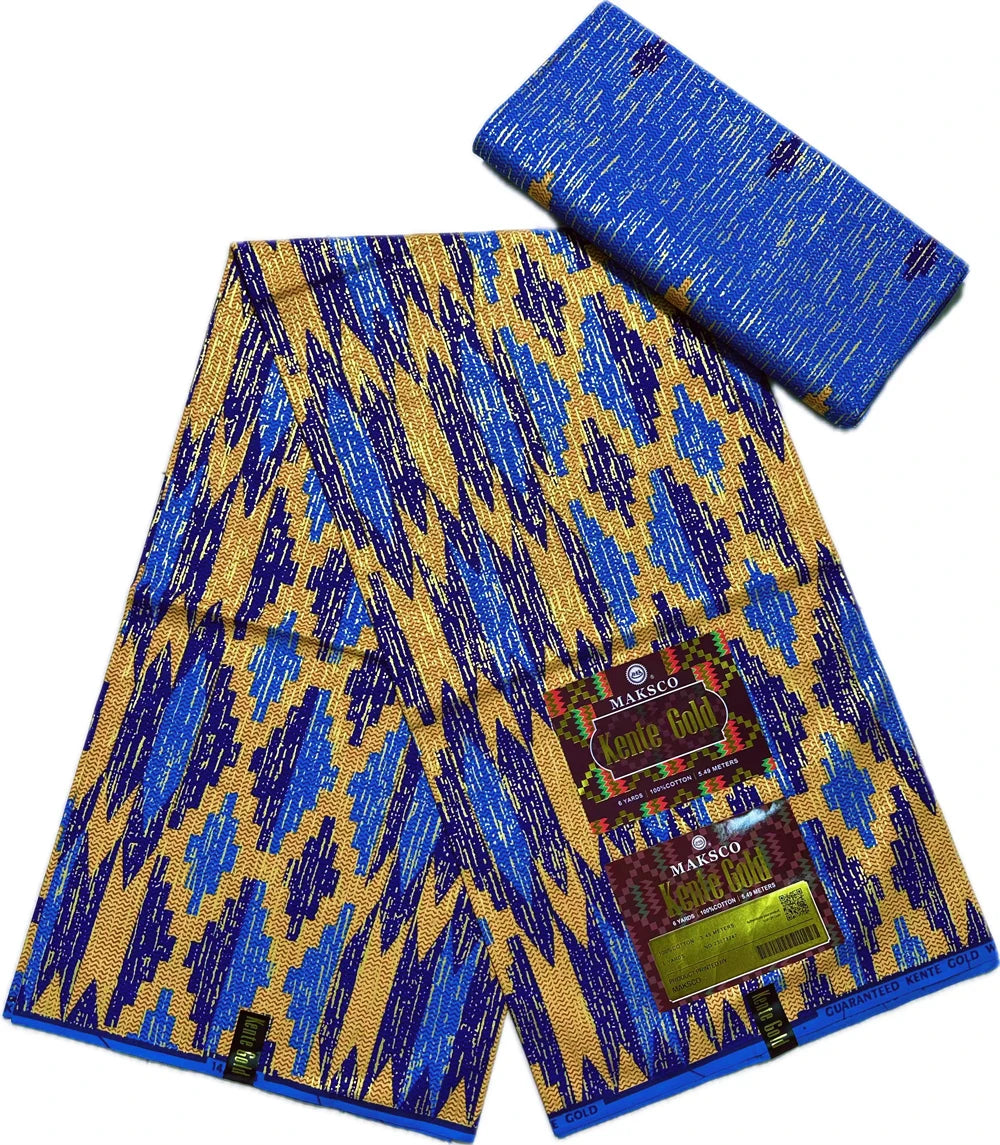 Kente African Wax Print Fabric | 100% Cotton 6 Yards for Sewing & Dressmaking as picture 5 6 yards | Afrocentric