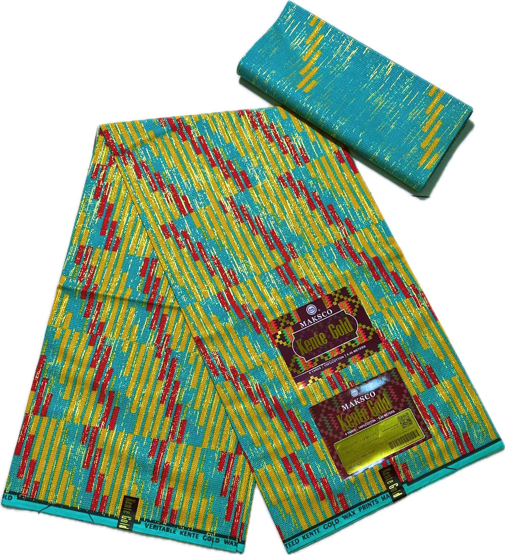 Kente African Wax Print Fabric | 100% Cotton 6 Yards for Sewing & Dressmaking as picture 1 6 yards | Afrocentric