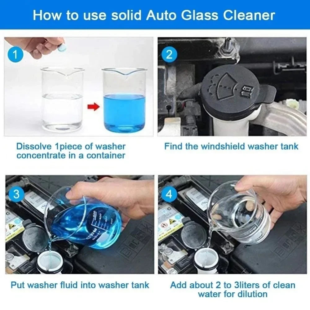 Car Windscreen Cleaner Effervescent Tablets | Concentrated | 10–300 pcs | Afrocentric